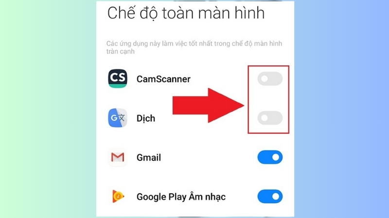 Tắt những ứng dụng bạn không muốn dùng chế độ này