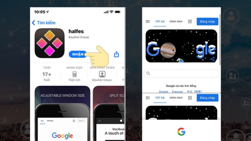 Ứng dụng chia đôi màn hình Halfes