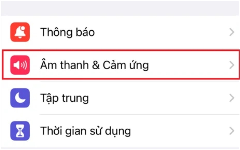 Chọn Âm thanh & Cảm ứng