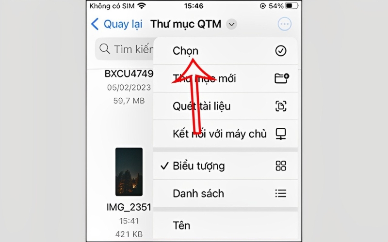 Nhấp vào mục Chọn