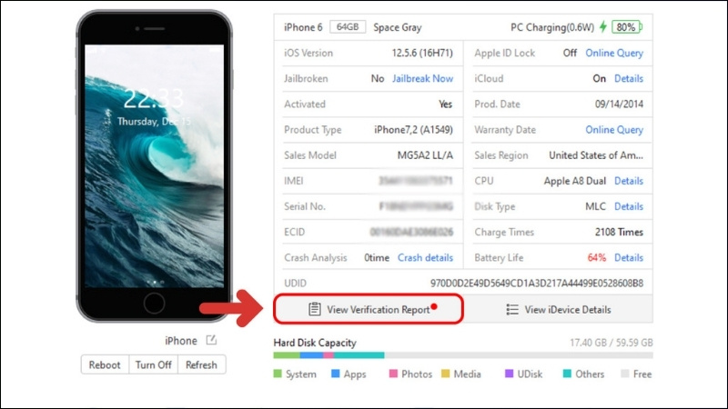Sử dụng phần mềm 3uTools để đọc thông tin linh kiện của máy