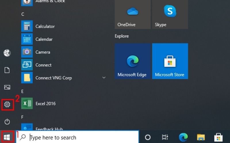 Bước 1 chọn Start Menu -> Settings