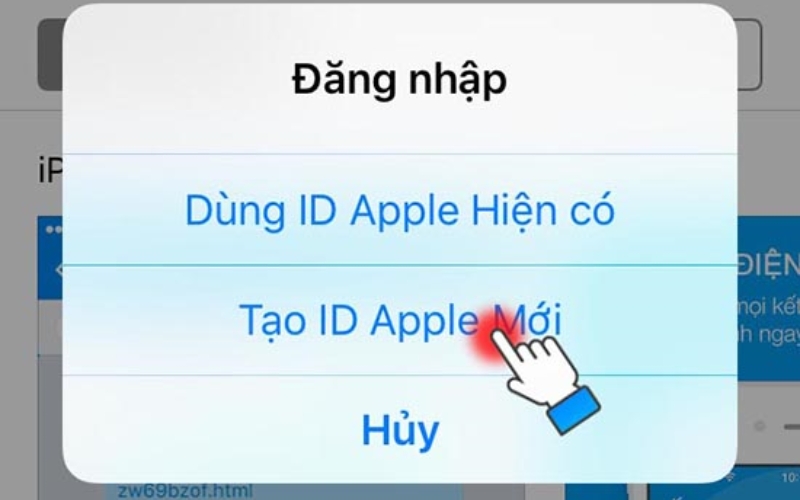 Bạn chọn mục Tạo ID Apple mới