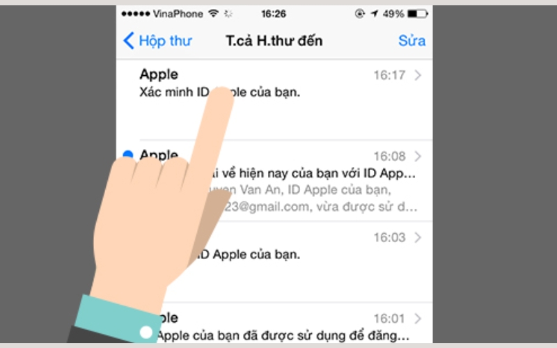 Xác nhận email mà Apple gửi đến