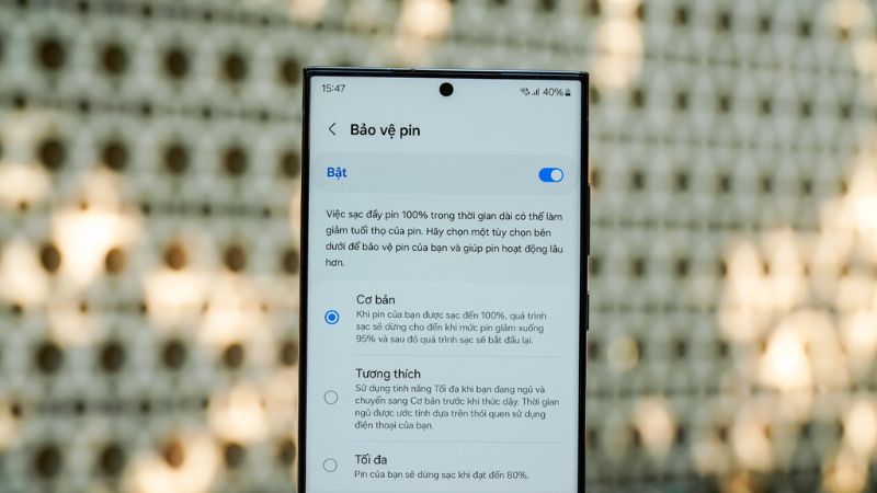 Bật tính năng Bảo vệ pin