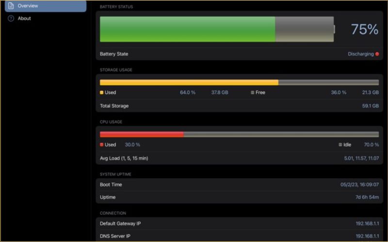 System Status hw monitor là ứng dụng giám sát hệ thống mạnh mẽ dành cho iPhone