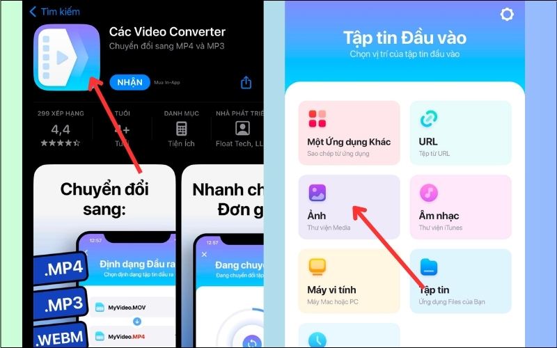 Vào ứng dụng và chọn mục Ảnh