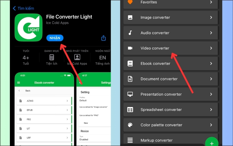 Mở ứng dụng File Convertert trên điện thoại 