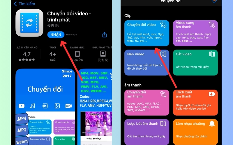 Mở ứng dụng Chuyển đổi Video Trình phát trên điện thoại