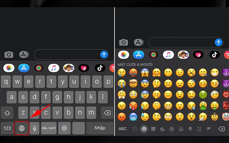 Cách chèn Emoji trên điện thoại iphone có nút home