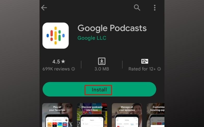 tải google podcast về điện thoại android