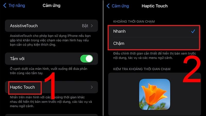 Điều chỉnh tốc độ Haptic Touch trên các thiết bị iOS có thể thực hiện thông qua cài đặt