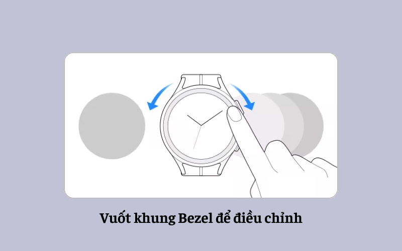 Vuốt khung Bezel theo chiều kim đồng hồ hoặc ngược chiều kim đồng hồ