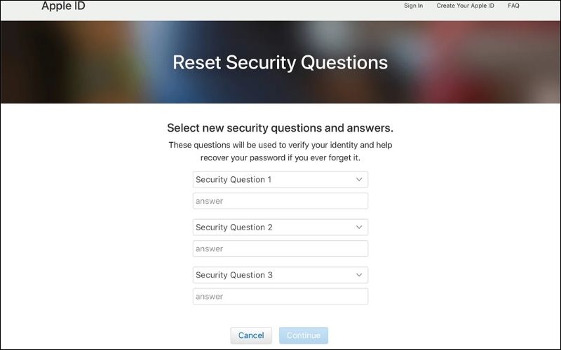 Answer Security Questions