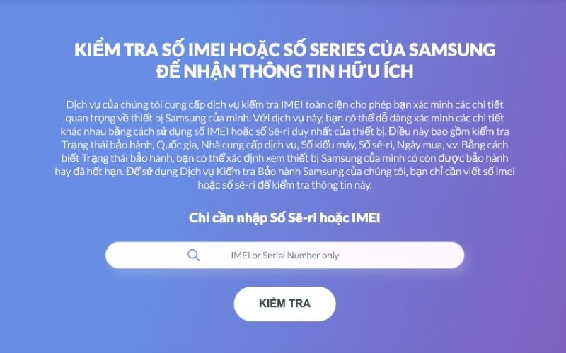 Nhập mã IMEI của thiết bị vào khoảng trắng