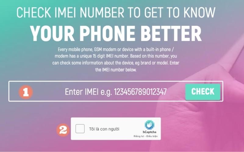Truy cập IMEI24 và nhập số IMEI của thiết bị của bạn