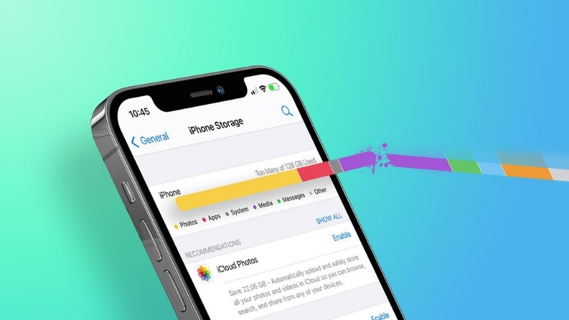 Việc lưu trữ quá nhiều ứng dụng, ảnh, video,... khiến iPhone không còn không gian để tải video