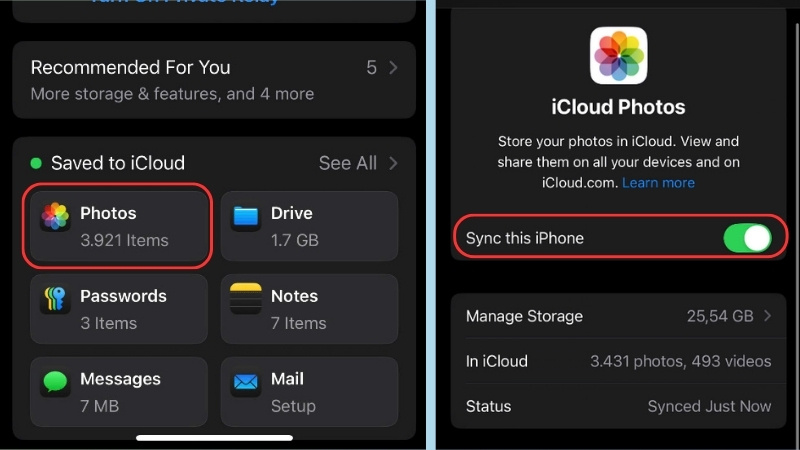 Tắt và bật lại iCloud Photos