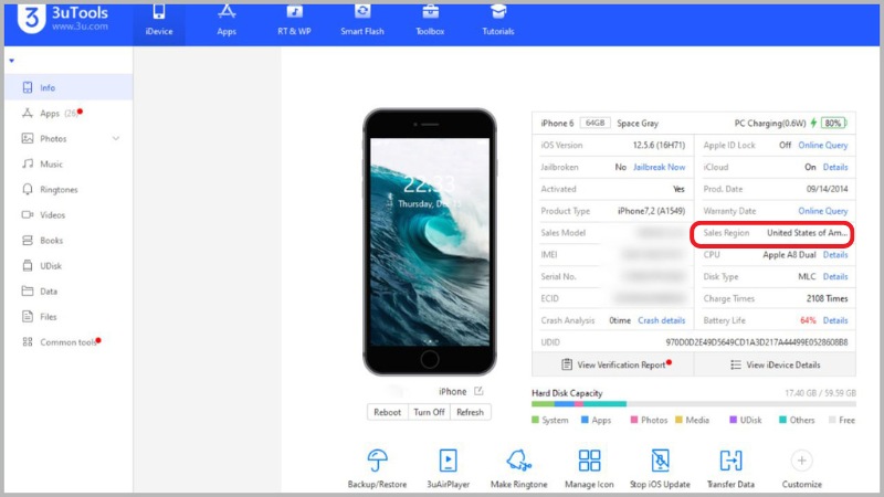 Sử dụng 3uTools để kiểm tra nơi sản xuất iPhone