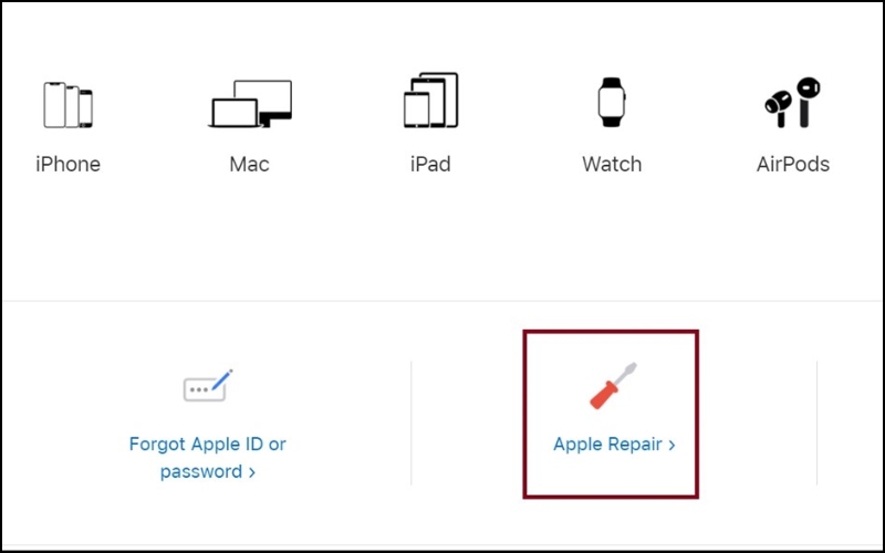 Nhấn vào Apple repair