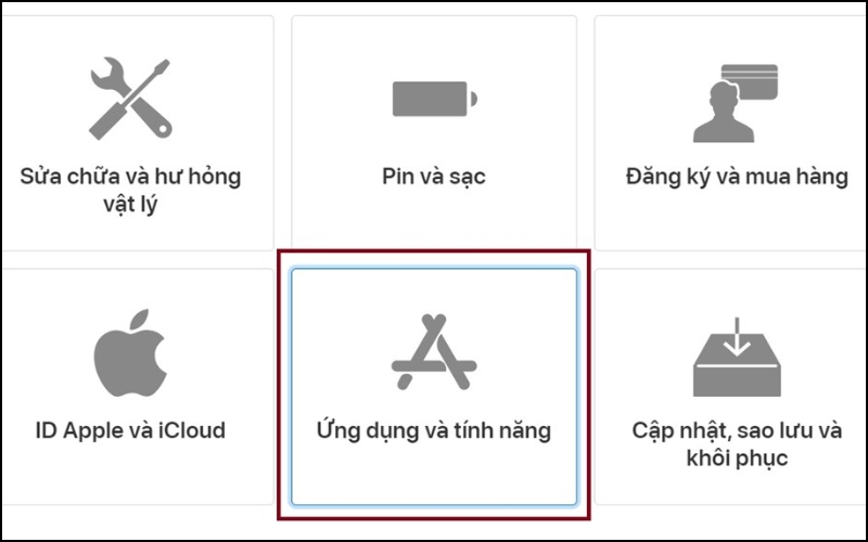 Chuyển tab vào Ứng dụng và tính năng