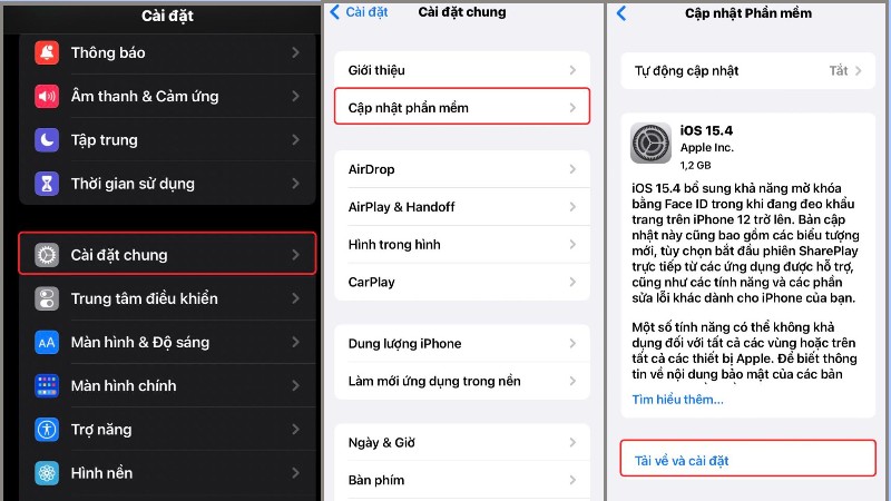 Nếu có bản cập nhật, nhấn Tải về và Cài đặt