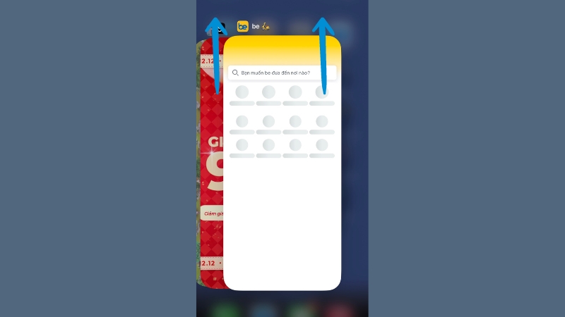 Vuốt lên để tắt tất cả các ứng dụng đang chạy ngầm