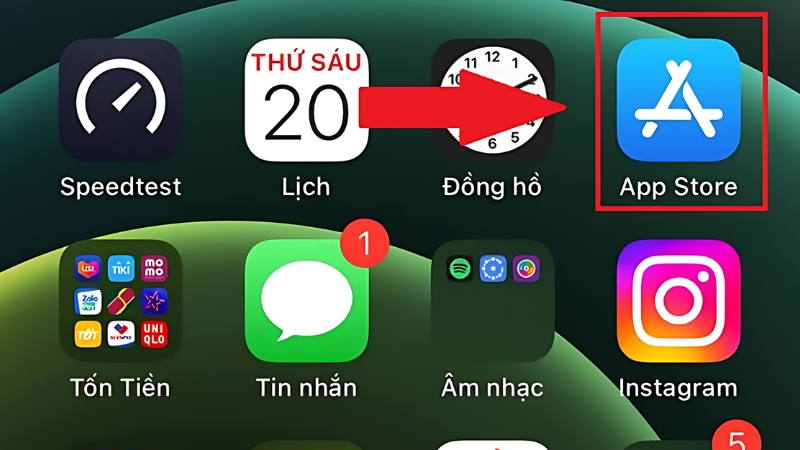 Mở ứng dụng App Store trên điện thoại