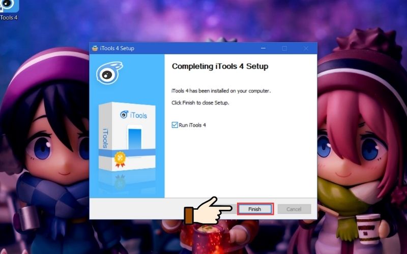 nhấn Finish để hoàn tất cài đặt iTools