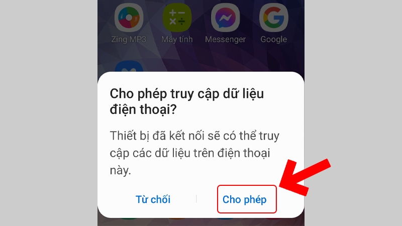 Cho phép quyền truy cập dữ liệu