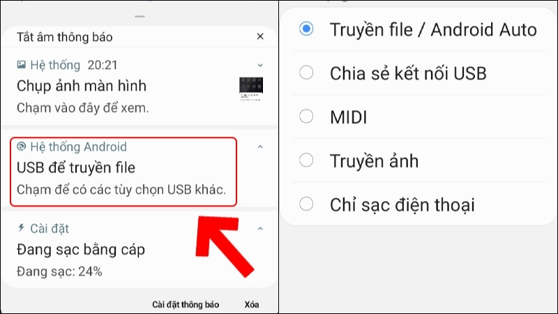 Chọn các chế độ kết nối khác nhau