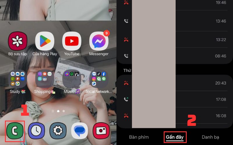 Xem lịch sử cuộc gọi trên điện thoại Samsung