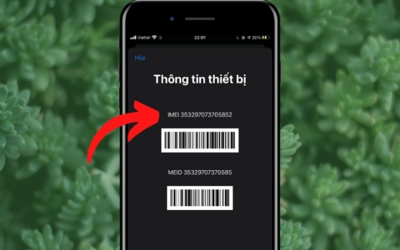 Một dãy số IMEI sẽ xuất hiện