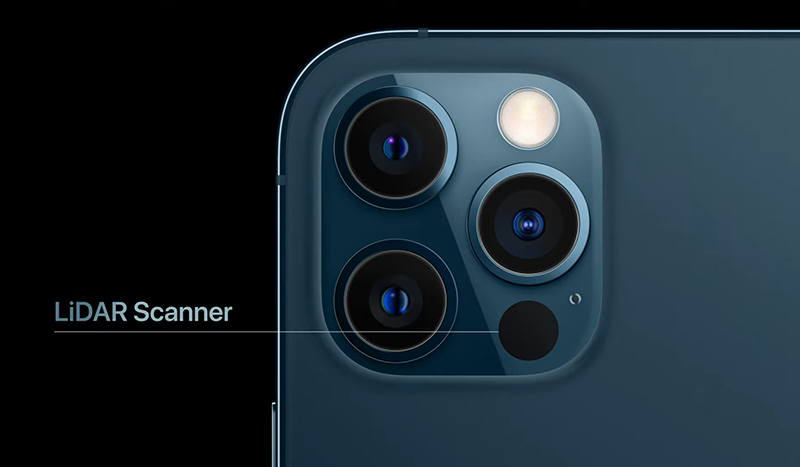 Vị trí của máy quét LiDAR trên cụm camera iPhone 12 Pro và iPhone 12 Pro Max