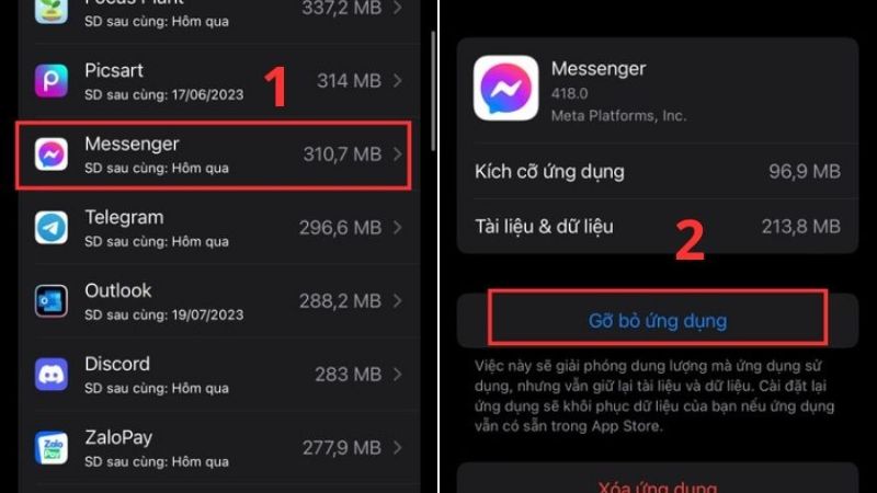 Cài đặt lại Messenger