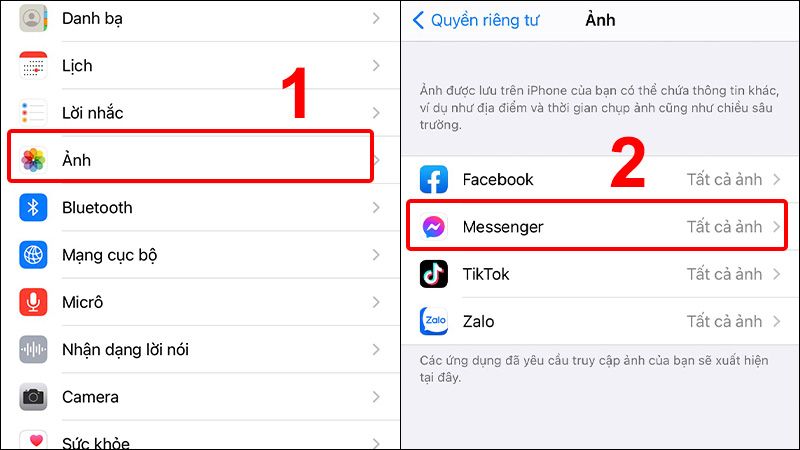 Chọn Ảnh > Chọn Messenger