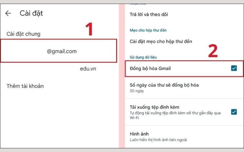 Chọn Đồng bộ hóa Gmail