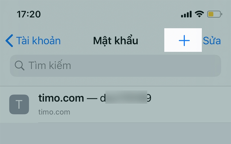 Chọn Thêm hoặc biểu tượng dấu + để tạo một tài khoản mới