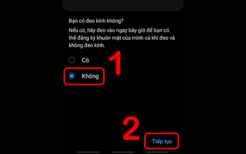 buoc 2 tai muc ban co deo kinh khong lua chon co hoac khong va nhan tiep tuc