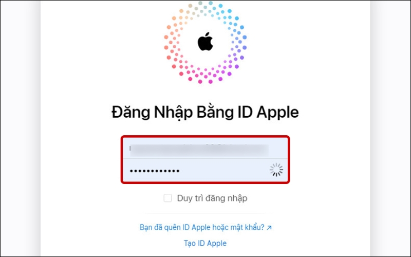 Đăng nhập tài khoản iCloud hoặc ID Apple của bạn