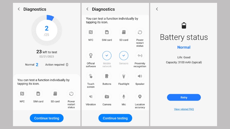 Phần mềm kiểm tra tính năng Phone Diagnostic