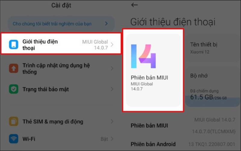 Nhấn chọn Phiên bản MIUI