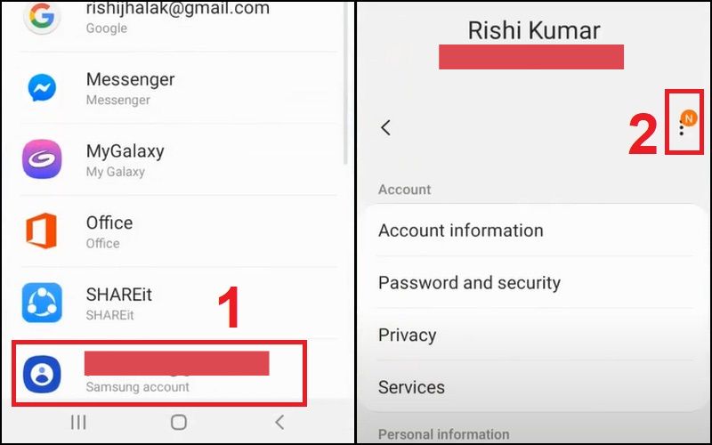 Nhấn vào Samsung Account của bạn