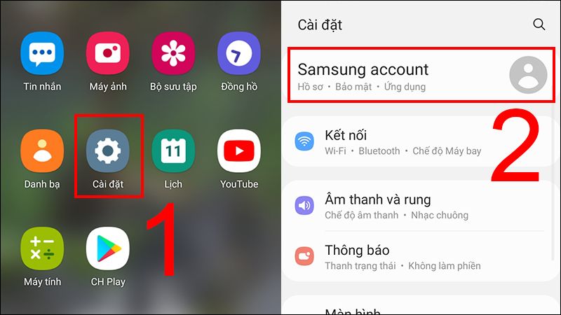 Chọn Samsung account