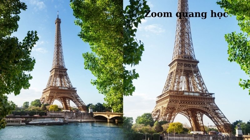 Zoom quang học (Optical Zoom) sử dụng hệ thống thấu kính để phóng đại hình ảnh, chất lượng ảnh tốt nhất