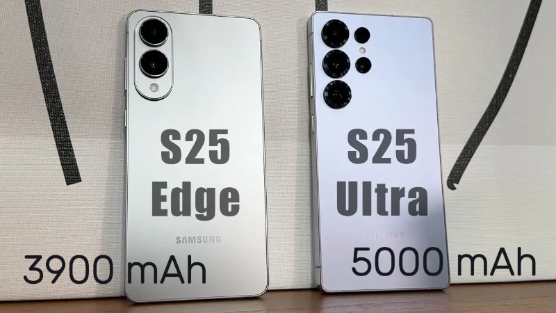 S25 Ultra sở hữu viên pin 5000mAh, thời gian sử dụng lâu hơn so với viên pin 3900mAh của S25 Edge
