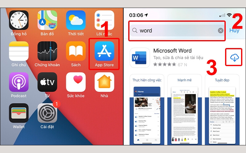 Tải ứng dụng Word từ App Store