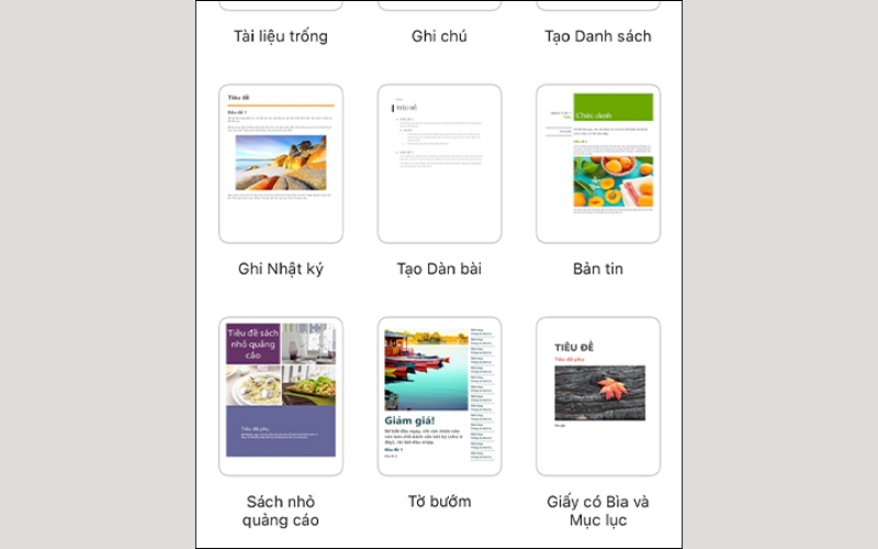 Lựa chọn Template có sẵn