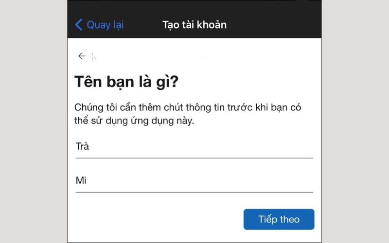 Điền thông tin cá nhân 