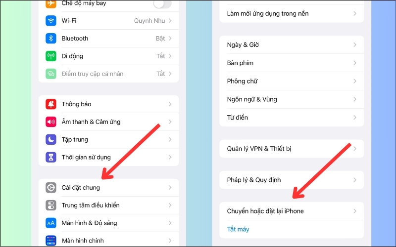 Chọn Chuyển hoặc đặt lại iPhone